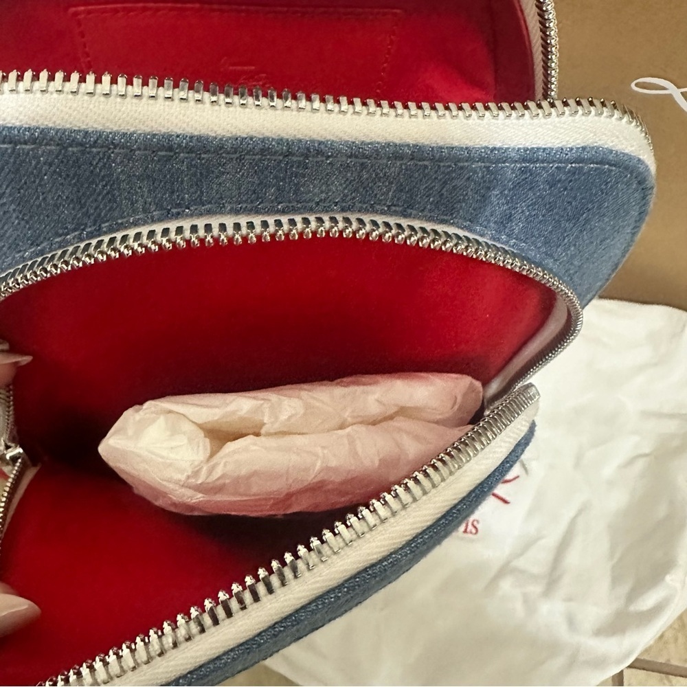 authentic Christian Louboutin Loubifunk Dégradé Denim & Jacquard Backpack - Picture 11 of 11